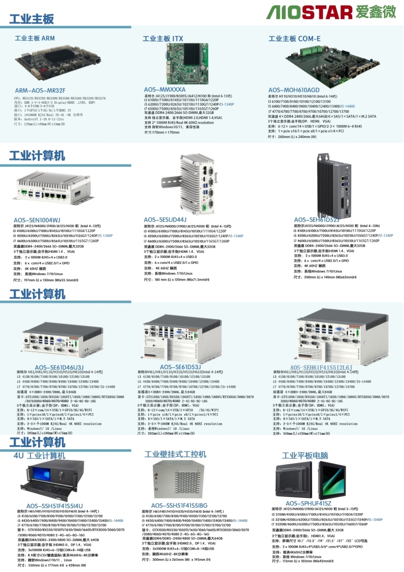 Aiostar mini pc 多款细分机型，搞定从轻度办公到工业控制